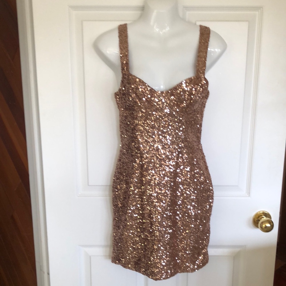 Glittering Gold Sequin Mini Dress
